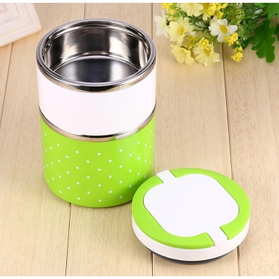 Picture of 2 LAYER STAINLESS STEEL INSOLUTION LUNCH BOX 930ML. - Multicolor