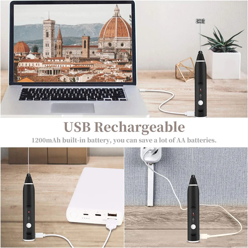 Picture of Rechargeable Handheld Electric Coffee Mixer and Milk Frother - Multicolor