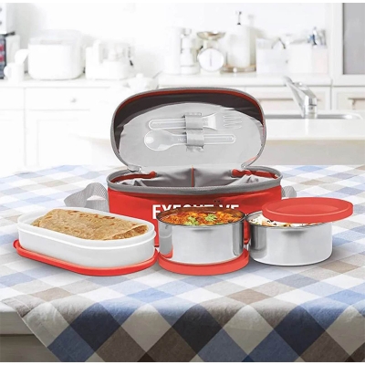 Picture of Milton Executive Lunch Box 2 Steel & 1 Microwave Safe Plastik Box - Multicolor
