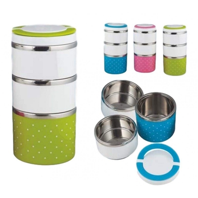 Picture of 3 Layer Hotpot Lunch Box Stainless Steel Tiffin Box SS Lunch Box - Multicolor
