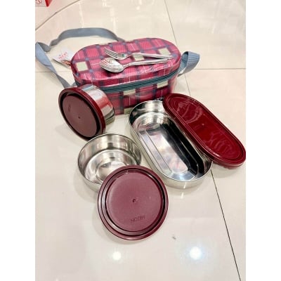 Picture of Milton Corporate Lunch box Stainless Steel, 3 containers, capacity 280+280+ 300ml 100% leak proof - Multicolor