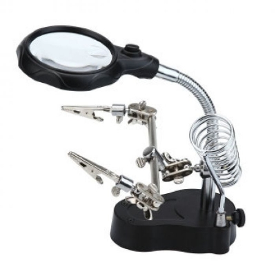 Picture of MG16129 Third Hand 3rd Hand Soldering Iron Stand 2.5X 7.5X 10X LED Light Magnifier Soldering Station Magnifying Desk Lamp Helping Hand-Multicolor