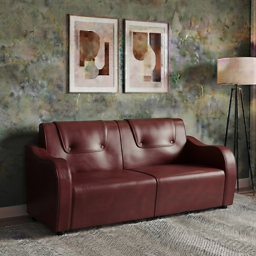 Picture of NF Premium Modern Brown Artificial Leather Sofa - Comfortable 3, 2, 1 Seater Sofa, Leatherette Waiting room Sofa - Durable & Easy to Clean, PU Leather Sofa for Living Room and Office Use,