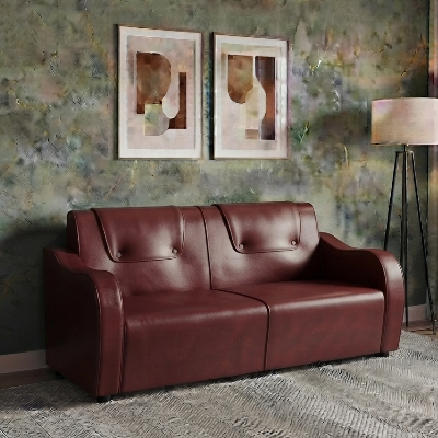 Picture of NF Premium Modern Brown Artificial Leather Sofa - Comfortable 3, 2, 1 Seater Sofa, Leatherette Waiting room Sofa - Durable & Easy to Clean, PU Leather Sofa for Living Room and Office Use,