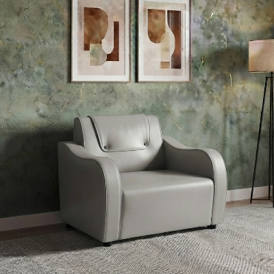 Picture of NF Stylish & Modern Grey Artificial Faux Leather Sofa - Comfortable 3, 2, 1 Seater Luxury Living Sofa, Durable & Easy to Clean, PU Leather Sofa for Living Room and Office Use.