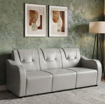Picture of NF Stylish & Modern Grey Artificial Faux Leather Sofa - Comfortable 3, 2, 1 Seater Luxury Living Sofa, Durable & Easy to Clean, PU Leather Sofa for Living Room and Office Use.