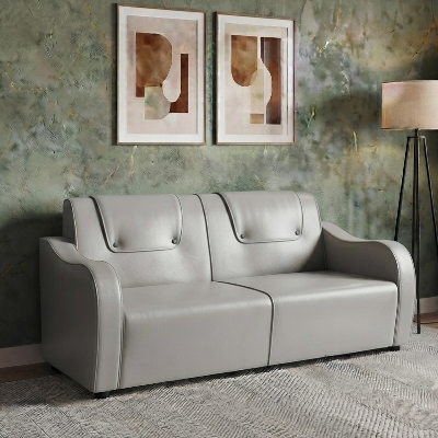 Picture of NF Stylish & Modern Grey Artificial Faux Leather Sofa - Comfortable 3, 2, 1 Seater Luxury Living Sofa, Durable & Easy to Clean, PU Leather Sofa for Living Room and Office Use.