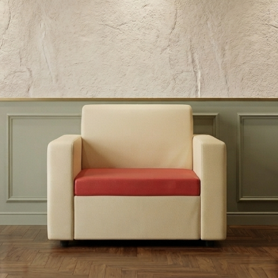 Picture of NF Modern Dual-Tone  Red & Cream Color Artificial Leatherette Sofa Set for Waiting Room, Living Room & Office, 3 Seater Sofa, 2 Seater Sofa, 1 Seater Sofa for drawing rooms, office executive rooms, waiting areas, or study rooms.