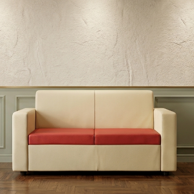Picture of NF Modern Dual-Tone  Red & Cream Color Artificial Leatherette Sofa Set for Waiting Room, Living Room & Office, 3 Seater Sofa, 2 Seater Sofa, 1 Seater Sofa for drawing rooms, office executive rooms, waiting areas, or study rooms.