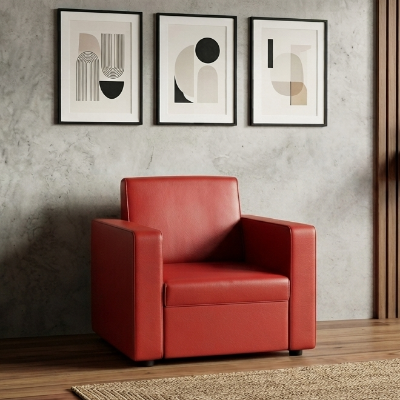 Picture of NF Premium Quality Vibrant Red Artificial Leather Couch - Elegant SOFA Set, 3 Seater Sofa, 2 Seater Sofa, 1 Seater Sofa for drawing rooms, office executive rooms, waiting areas, or study rooms.