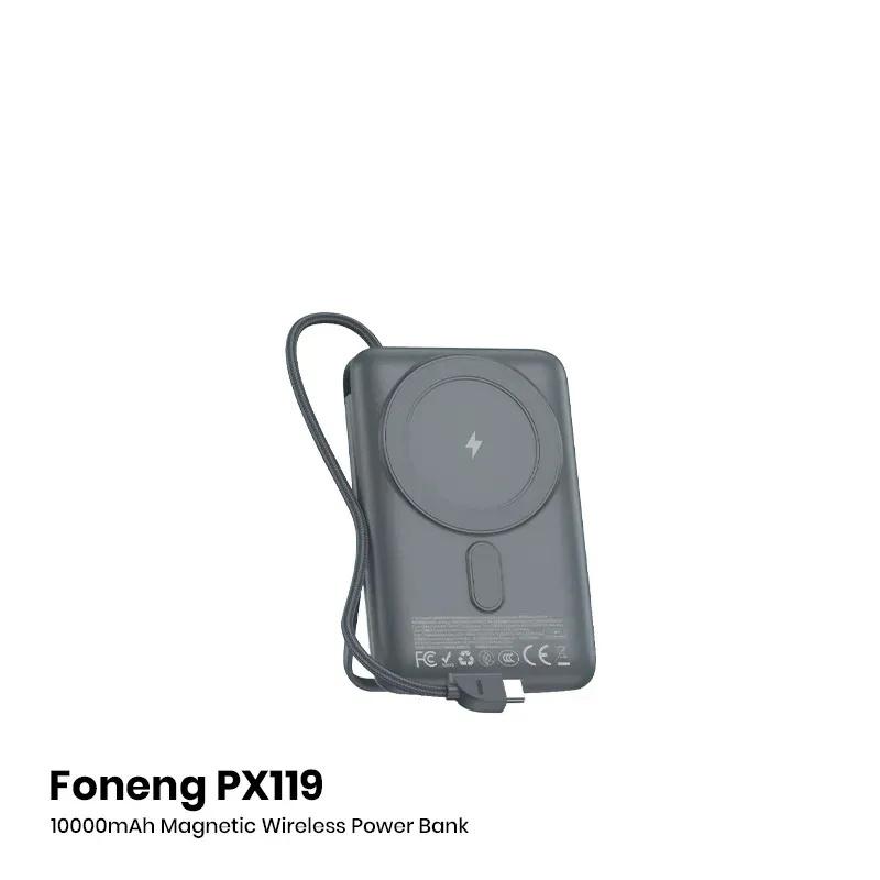 Picture of Foneng PX119 10000mAh Magnetic Wireless Power Bank with Built-in Cables (22.5W)