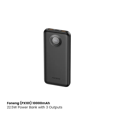 Picture of Foneng (PX101) 10000mAh 22.5W Power Bank with 3 Outputs-Black