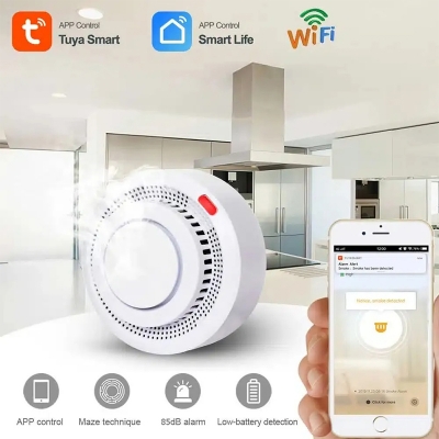 Picture of Tuya WiFi Smoke Detector – 85dB Alarm Sound & App Push Notification Alert-White
