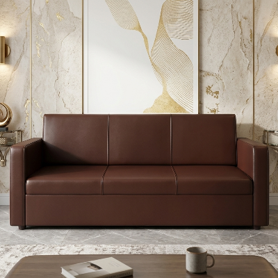 Picture of NF Stylish & Durable Chocolate Brown Artificial Faux Leather Comfortable Sofa Set for Waiting Room, Living Room & Office, 3 Seater Sofa, 2 Seater Sofa, 1 Seater Sofa for drawing rooms, office executive rooms, waiting areas, or study rooms.