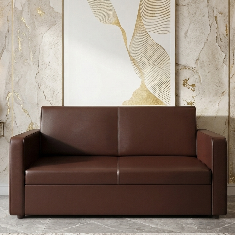 Picture of NF Stylish & Durable Chocolate Brown Artificial Faux Leather Comfortable Sofa Set for Waiting Room, Living Room & Office, 3 Seater Sofa, 2 Seater Sofa, 1 Seater Sofa for drawing rooms, office executive rooms, waiting areas, or study rooms.