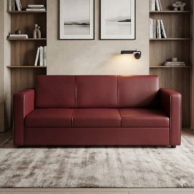 Picture of NF Elegant Burgundy Maroon Artificial Leatherette Sofa/ Chair/ Couch for Waiting Room, Living Room & Office, 3 Seater Sofa, 2 Seater Sofa, 1 Seater Sofa for drawing rooms, office executive rooms, waiting areas, or study rooms.