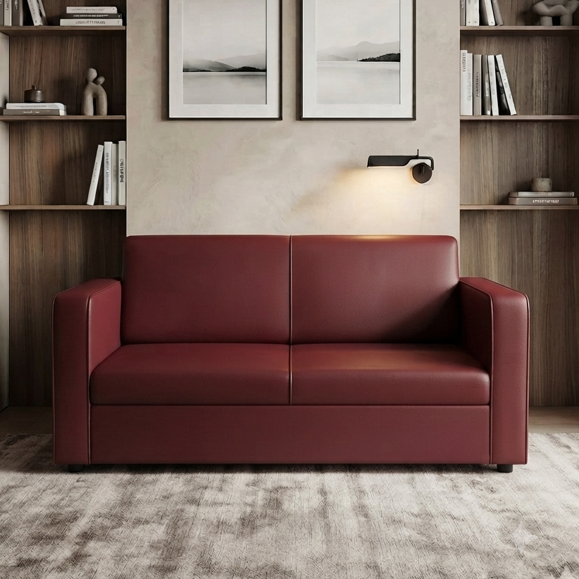 Picture of NF Elegant Burgundy Maroon Artificial Leatherette Sofa/ Chair/ Couch for Waiting Room, Living Room & Office, 3 Seater Sofa, 2 Seater Sofa, 1 Seater Sofa for drawing rooms, office executive rooms, waiting areas, or study rooms.