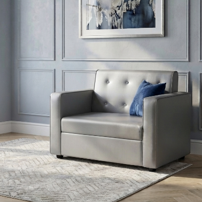 Picture of NF Tufted Button Design Grey Artificial  Leatherette Sofa Set, 3 Seater Sofa, 2 Seater Sofa, 1 Seater Sofa for drawing rooms, office executive rooms, waiting areas, or study rooms.
