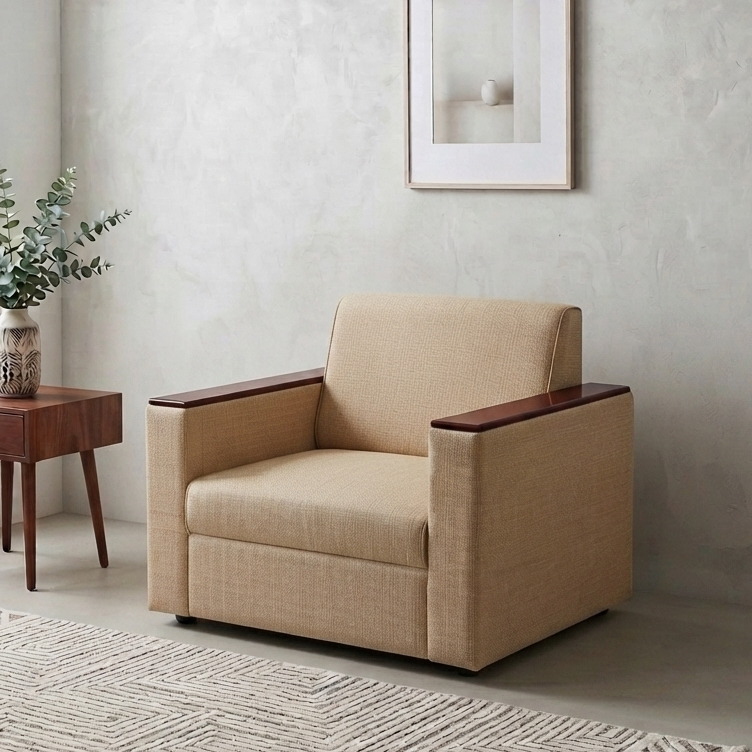 Picture of NF Brown Chap Premium Serene Fabric Sofa / Couch Office & Home 3, 2, 1 Seater Sofa, 3 Seater Fabric Sofa, 2 Seater Sofa - 1 Seater Sofa for drawing rooms, office executive rooms, waiting areas, or study rooms.