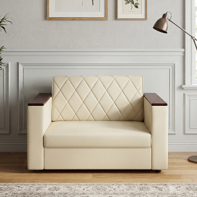 Picture of NF Brown Chap Premium Cream Artificial Leather 3, 2,1 Sofa / Couch Office & Home Sofa Set, , Leather 3 Seater Sofa, Leatherette 2 Seater Sofa - Durable & Easy to Clean, PU Leather 1 Seater Sofa for Living Room and Office Use