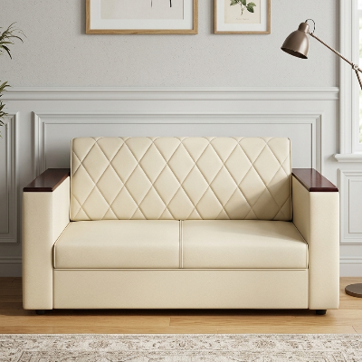 Picture of NF Brown Chap Premium Cream Artificial Leather 3, 2,1 Sofa / Couch Office & Home Sofa Set, , Leather 3 Seater Sofa, Leatherette 2 Seater Sofa - Durable & Easy to Clean, PU Leather 1 Seater Sofa for Living Room and Office Use
