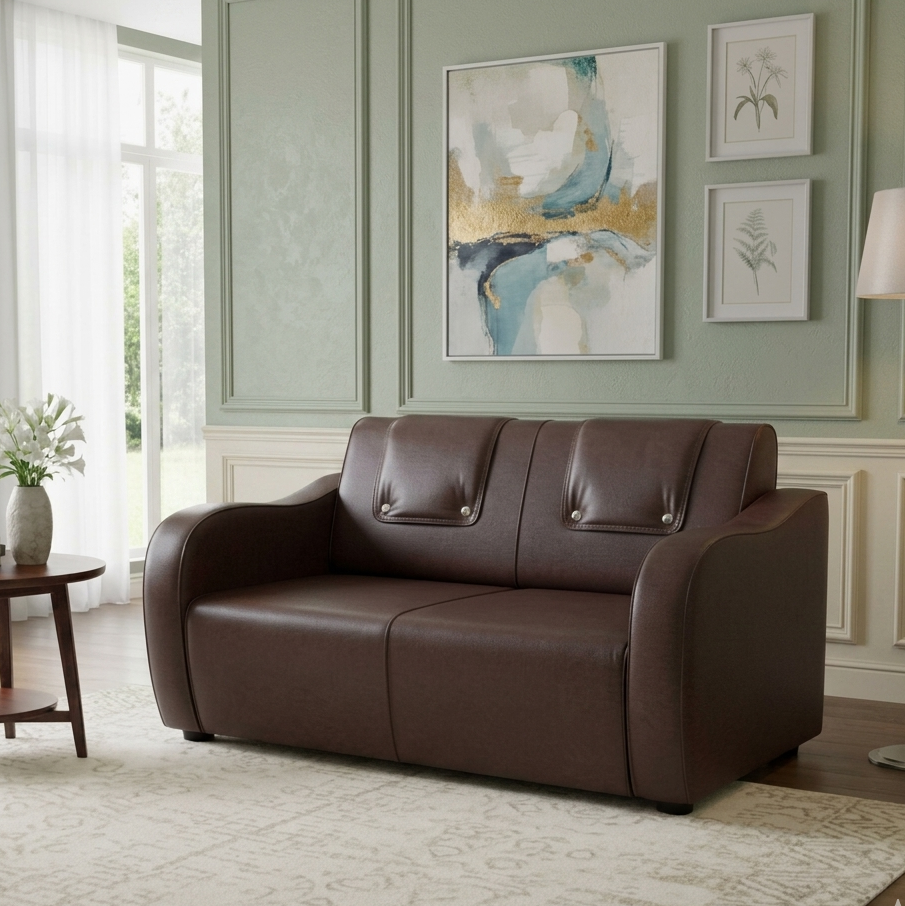 Picture of NF Dark Chocolate Brown Premium Artificial Leather 3, 2, 1 Sofa / Couch Office & Home Sofa Set, , Leather 3 Seater Sofa, Leatherette 2 Seater Sofa - Durable & Easy to Clean, PU Leather 1 Seater Sofa for Living Room and Office Use