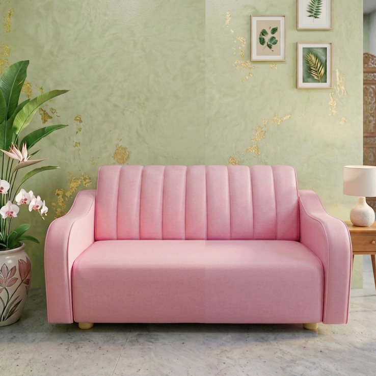 Picture of NF Premium Artificial PINK Leather 3, 2, 1 Sofa / Couch With Tufting Office & Home Sofa Set, , Leather 3 Seater Sofa, Leatherette 2 Seater Sofa - Durable & Easy to Clean, PU Leather 1 Seater Sofa for Living Room and Office Use
