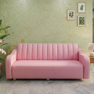 Picture of NF Premium Artificial PINK Leather 3, 2, 1 Sofa / Couch With Tufting Office & Home Sofa Set, , Leather 3 Seater Sofa, Leatherette 2 Seater Sofa - Durable & Easy to Clean, PU Leather 1 Seater Sofa for Living Room and Office Use