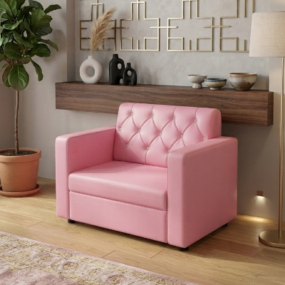 Picture of NFLuxury Diamond Tufted Pink Artificial Leather Sofa Chair for Home, Beauty Parlour & Office - Waiting Room, Living Room 3 Seater Sofa, 2 Seater Sofa, 1 Seater Sofa.
