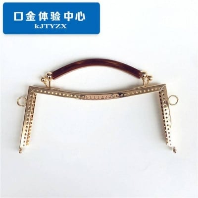 Picture of 20.5cm Premium Metal Purse Frame with Resin Handle | Vintage Kiss Clasp Lock for DIY Crochet & Handmade Handbag Making (1 Pcs)