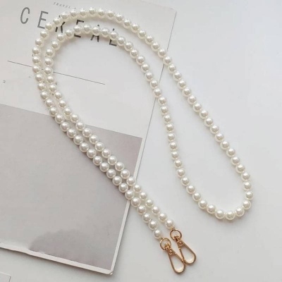 Picture of 40-Inch Full Pearl Bead Bag Strap - Elegant Replacement Chain Handle for Handbags & Crossbody Bags-40 inc-White