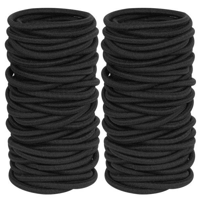 Picture of Premium Black Elastic Hair Bands – 10 Pcs Set (For Hair Styling & DIY Crafts, 4cm / 6cm)