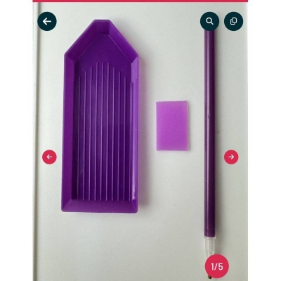 Picture of Diamond Painting Tool Set – Green Tray, Pen & Wax (3 PCS Kit)-Purple