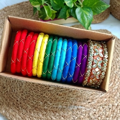 Picture of Rainbow 17-Piece Handmade Bangle Set-30 cm