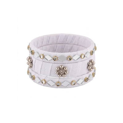 Picture of Handmade Kundan Bangle  Set 3 pcs-28 cm-White