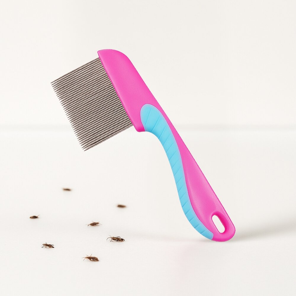 Picture of Long Non slip Handle Short Stainless Steel Hair Lice(1pcs) - Multicolor