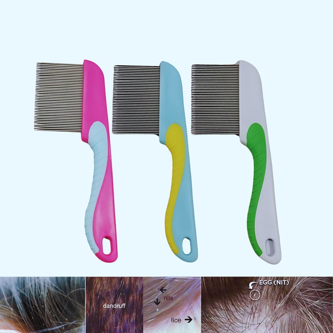 Picture of Long Non slip Handle Short Stainless Steel Hair Lice(1pcs) - Multicolor