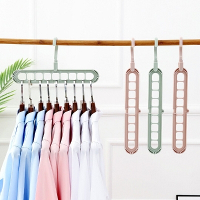 Picture of Fast Multifunctional nine -hole folding clothing hanger (3pcs) - Multicolor