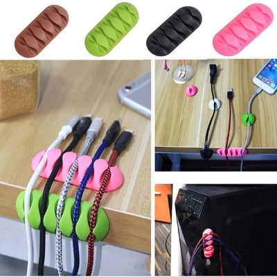Picture of fast desktop or mobaile Cable Clip Self Adhesive Cable Clamp Multiple Cable Management Tool For Home & Officee - Black