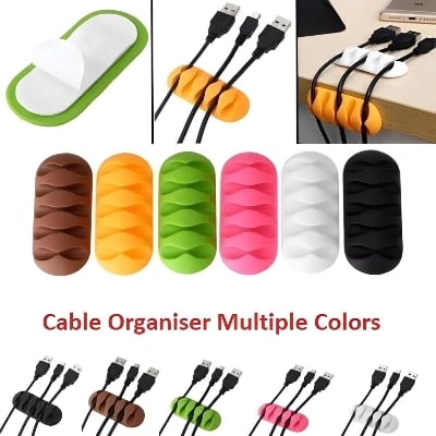 Picture of fast desktop or mobaile Cable Clip Self Adhesive Cable Clamp Multiple Cable Management Tool For Home & Officee - Black