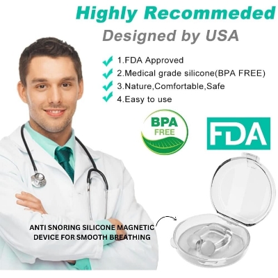 Picture of Anti snoring silicone magnetic device for smooth breathing - White