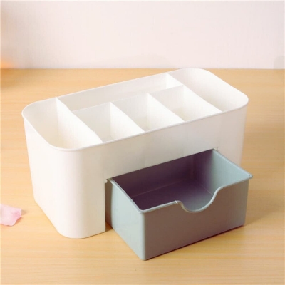 Picture of Makeup Case Women's Storage Organizer Cosmetic Holder Container Box with Drawer(1pcs mix color) - Silver
