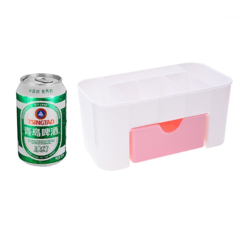 Picture of Makeup Case Women's Storage Organizer Cosmetic Holder Container Box with Drawer(1pcs mix color) - Silver