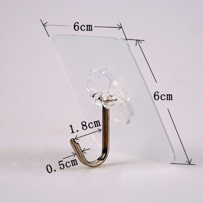 Picture of nail-free strong hook waterproof traceless strong transparent strong wall-mounted adhesive hook (10pcs) - Multicolor