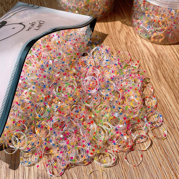Picture of Super elastic disposable rubber band for girls to tie their hair without damaging the hair Small children's hair rope baby colored rubber band - Multicolor