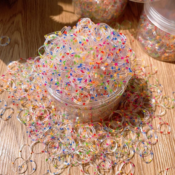 Picture of Super elastic disposable rubber band for girls to tie their hair without damaging the hair Small children's hair rope baby colored rubber band - Multicolor