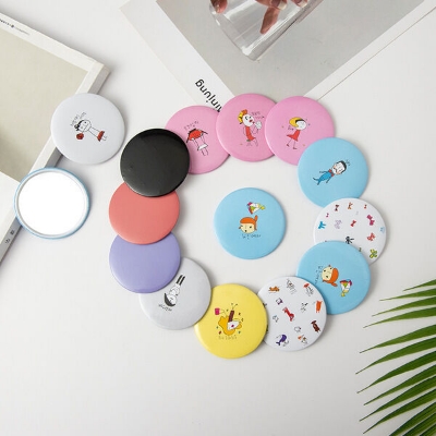 Picture of Gift cartoon small mirror mini portable pocket bag small mirror tinplate small round mirror - Multicolor