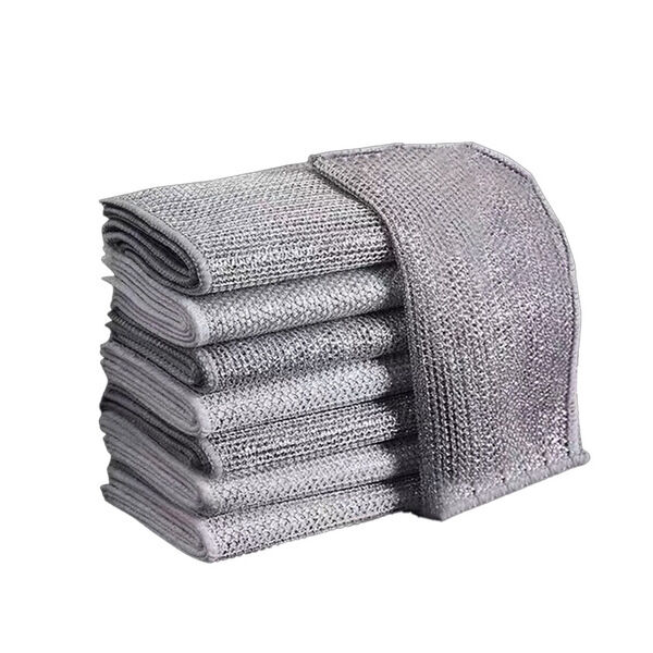 Picture of "Double-Sided Silver Wire Dishwashing Cloth, Non-Stick Oil Cleaning, Steel Wire Rag, Kitchen Utensils & Stove Cleaning"(5pcs) - Multicolor
