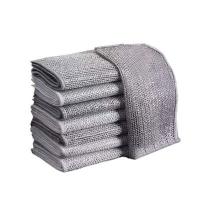 Picture of "Double-Sided Silver Wire Dishwashing Cloth, Non-Stick Oil Cleaning, Steel Wire Rag, Kitchen Utensils & Stove Cleaning"(5pcs) - Multicolor