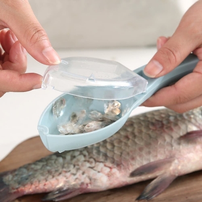 Picture of Fish Scale Scraper with Cover - Safe, Manual, and Hand-Protective Tool - L type